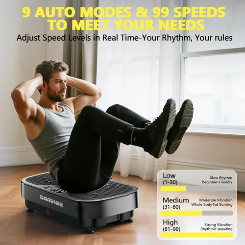 Vista 5 de Vibrating Board Exercise Machine, 9 Modes Vibration Platform for Lymphatic Drainage, 3D Upgrade Vibrating Board for Weight Loss, Home Body Fitness
