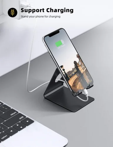 Vista 3 de Lamicall Soporte para teléfono celular, base para teléfono: cuna, soporte, soporte para escritorio de oficina - negro