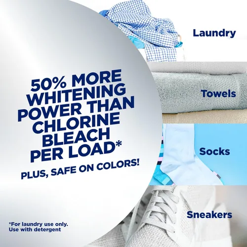 Vista 5 de OxiClean Triple Action White Revive Blanqueador de ropa en polvo y removedor de manchas, usar con detergente, blanquea y abrillanta la ropa, elimina