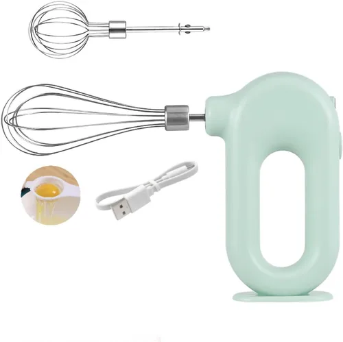 Vista 9 de 4 Speed Electric Hand Mixer, Electric Hand Mixer Whisk Wireless Rechargeable Handheld Egg Beater Adjustable Cordless Electric Whisk Hand Mixer Green