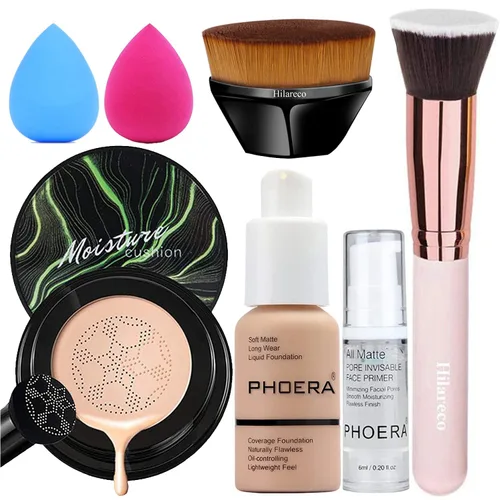 Vista 8 de Hilareco PHOERA Foundation, cojín de aire de cabeza de hongo, base natural CC crema, base de maquillaje PHOERA, cobertura completa, imprimación