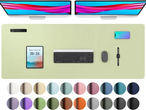 Vista 235 de Aothia - Protector de escritorio de cuero sintético, base para mouse y cubierta antideslizante, superficie impermeable para laptop y escritura