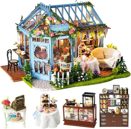 Vista 11 de CUTEBEE Kit de Casa de Muñecas en Miniatura DIY, Kit de Casa de Muñecas de Madera DIY Kit de Casa en Miniatura, Mini Modelo de Casa para Adultos