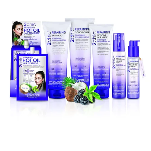 Vista 4 de GIOVANNI 2chic Champú ultra reparador, para cabello dañado y sobreprocesado, ayuda a restaurar la elasticidad natural del cabello, aceite de mora