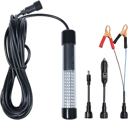 Vista 11 de SAMDO IP68 Lámpara LED submarina de 12V para pesca, luz de 1080 lúmenes que atrae peces, luz para pesca nocturna de 10.8W