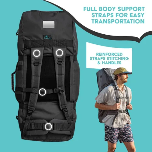 Vista 4 de Mochila de remo – Bolsa de viaje de SUP de gran capacidad de 110L con correas acolchadas para el hombro, mochila de almacenamiento impermeable