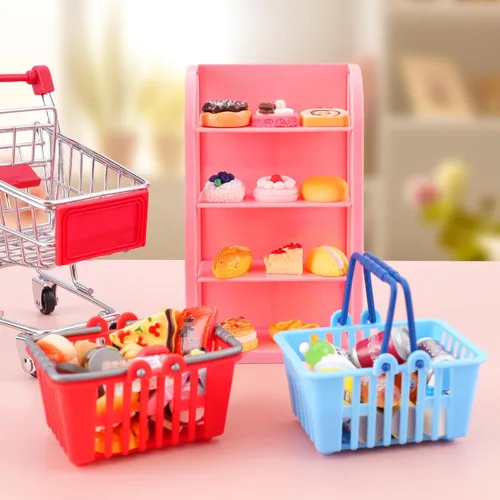 Vista 4 de 50 Piezas de Comida en Miniatura, Botellas de Bebidas, Latas de Refresco, Juguetes de Juego de Simulación, Accesorios de Fiesta para Mini Juego