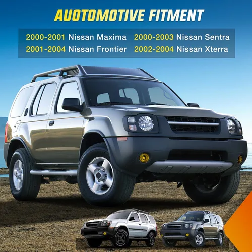 Vista 8 de Conjunto de luces antiniebla Nilight Compatible con Nissan Maxima 2000 2001 Sentra 2002 2003 y Frontier 2004 Xterra Lámparas de lente ámbar