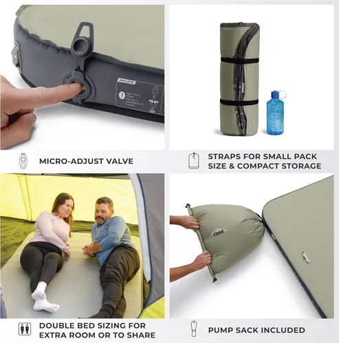 Vista 13 de CORE Regular Self Inflating Camping Bed Perfect Blow Up Mattress for Travel Car Camping & Outdoor Use Air & Foam Filled Inflatable Sleeping Pad
