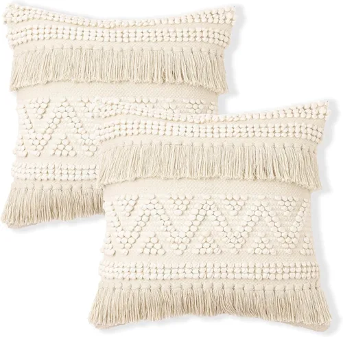 Vista 9 de REDEARTH · Fundas de Cojines Decorativos con Mechones - Fundas Decorativas Tejidas con Textura Boho para Sofá, Cama, Casa de Campo, Silla, Patio