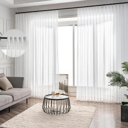 Vista 26 de Cortinas plisadas con aspecto de lino negro de 84 pulgadas de largo, 2 paneles de cortinas y cortinas de filtro de luz con textura rústica, cortina