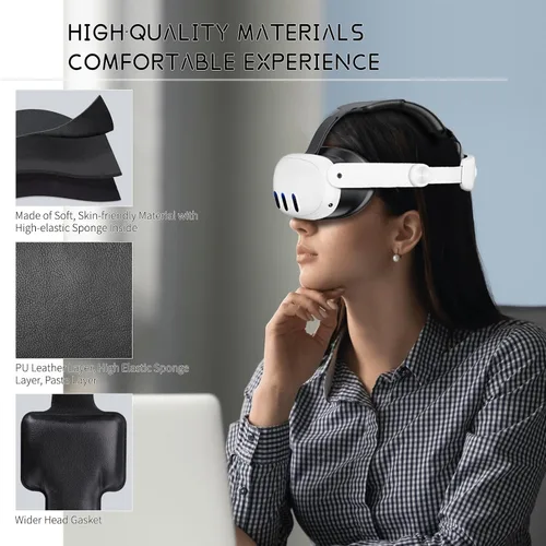 Vista 3 de KDYGPDCT Head Strap for Oculus Quest 3,3-in-1 Adjustable Halo Headband,Replacement for Elite Strap,Enhanced Comfort and Gaming Immersion VR