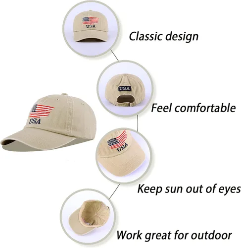 Vista 7 de LANGZHEN American Flag Hats for Men and Women USA Flag Baseball Cap Adjustable Outdoors Trucker Snapback Hat