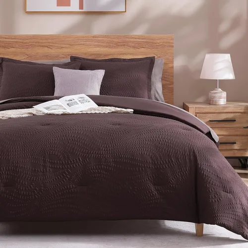 Vista 15 de Geniospin Juego de edredón tamaño individual, ropa de cama texturizada para todas las estaciones, con edredón, sábanas y funda de almohada y funda