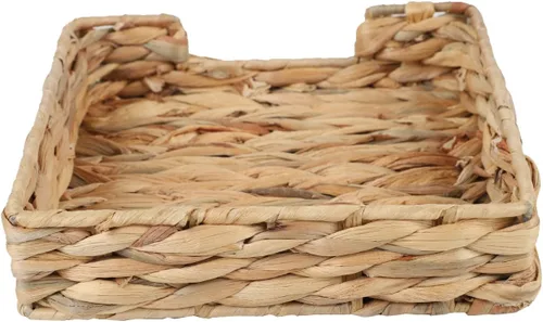 Vista 3 de YAHUAN Servilletero de jacinto de agua de mimbre, dispensador de servilletas tejidas para cocina, bandeja de servir cesta para mesas (original)