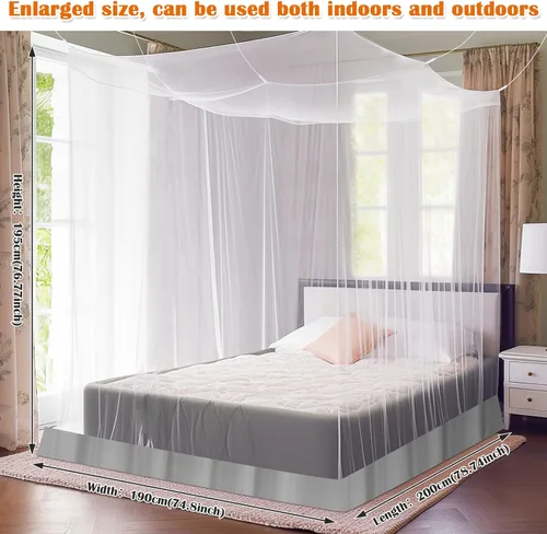 Vista 3 de Mosquitera Sublaga para cama, gran dosel blanco para cama de niñas, mosquitera colgante, ideal para decoración de dormitorio, viaje con bolsa