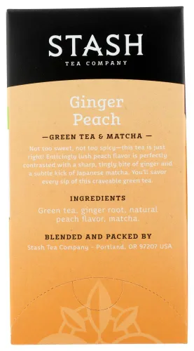Vista 4 de Stash Tea Company, Premium, Té verde jengibre melocotón con matcha, 18 bolsas de té, 1.2 oz (36 g) - 2 piezas