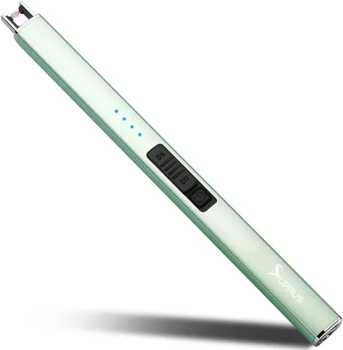 Vista 12 de SUPRUS Encendedor eléctrico de arco resistente al viento, sin llama, recargable por USB, con bloqueo de seguridad para velas, barbacoa, camping