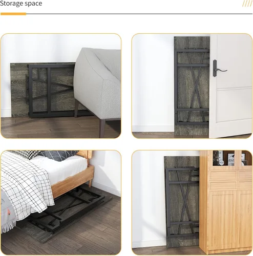 Vista 63 de Escritorio plegable de 47 pulgadas, no requiere montaje, mesa de oficina en casa, escritorio de campamento para computadora de juegos, color beige