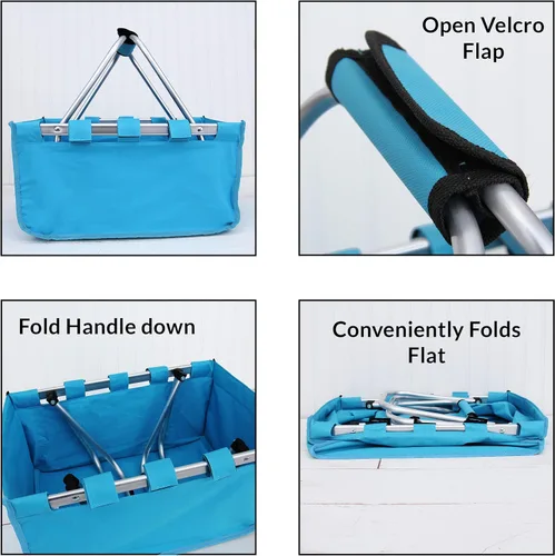 Vista 5 de Threadart Cesta plegable grande bordada personalizada – Rosa Marco de aluminio Tela de poliéster Práctico diseño plano plegable Bolsa