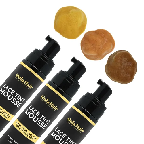 Vista 5 de Dolahair Spray de tinte de encaje para fusión de pelucas, mousse marrón oscuro con bandas elásticas para aplicación de peluca sin costuras