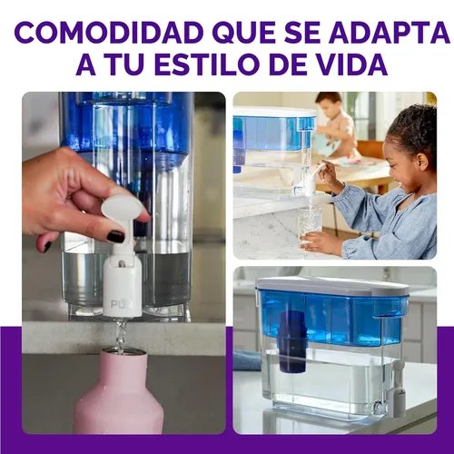 Vista 5 de PUR Dispensador de jarra con filtro de agua clásico, 30 tazas, transparente