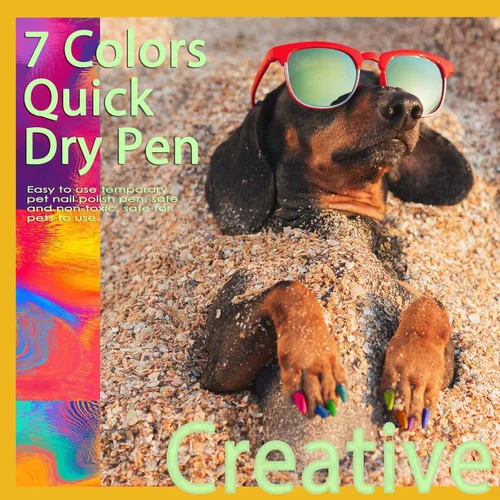 Vista 2 de DEAPLLEONC Bolígrafo de esmalte de uñas para perro, secado rápido, no tóxico, rosa, rojo, morado, azul, bolígrafo de esmalte de uñas para perro