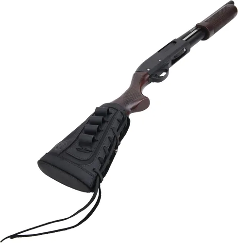 Vista 2 de Soporte de carcasa de pistola de cuero auténtico, extensión de almohadilla de retroceso de lona para escopetas y rifles