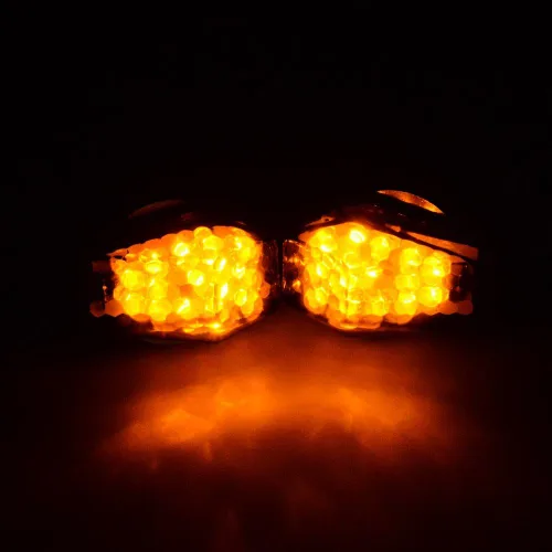 Vista 6 de 15 LED ámbar señal de giro con montaje, indicador parpadeante, universal para motocicleta, bicicleta deportiva