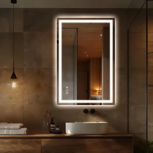 Vista 16 de Niccy Espejo LED de baño, 32"x20" pulgadas, rectangular, espejos de tocador para montar en la pared, con marco de metal, espejo inteligente