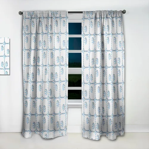 Vista 5 de DesignQ Cortinas '3D blanco y azul patrón III' para dormitorio, cortinas para sala de estar, cortinas con aislamiento térmico - panel individual
