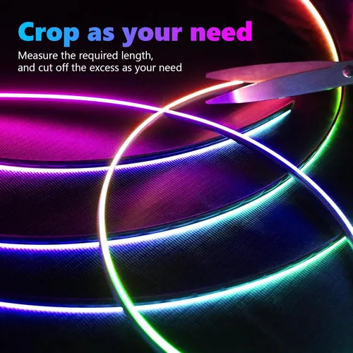 Vista 7 de Tira de luz LED acrílica para interior de automóvil, luz de neón AMKI para automóvil con control de aplicación, 16 millones de accesorios