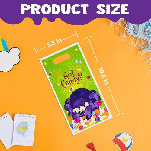 Vista 5 de JOYIN 72 bolsas de Halloween para dulce o truco, bolsas de dulces de Halloween, bolsa de regalo de golosinas, 4 diseños de bolsas de plástico