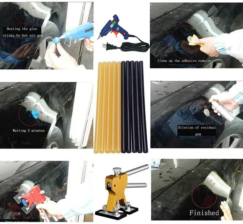 Vista 4 de Barras de pegamento para reparación de abolladuras sin pintura, barras de pegamento caliente para reparación de automóviles, herramienta