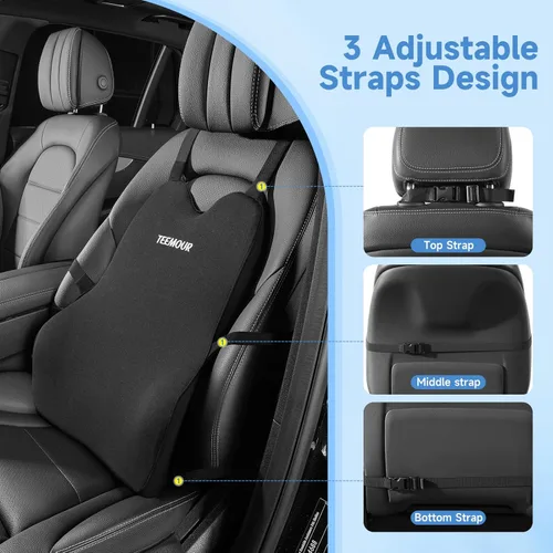 Vista 4 de Almohada de apoyo lumbar para automóvil, camión, accesorios, regalos para mamá, papá, soporte de espalda de espuma viscoelástica para asiento