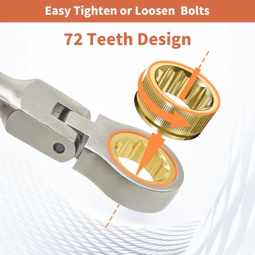 Vista 4 de BOOSDEN Juego de llaves de trinquete de cabeza flexible de 9 piezas, SAE 1/4-3/4 pulgadas, juego de llaves combinadas de trinquete con cabezal