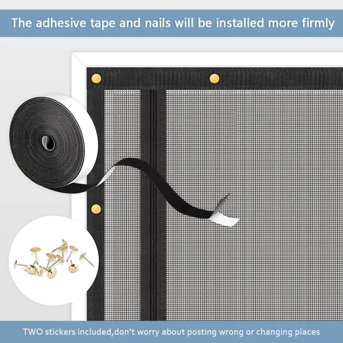Vista 8 de Puerta de Malla Mejorada para Mascotas, Se Adapta a Abertura de Puerta de 34 x 83 pulgadas, Puerta de Malla Gruesa Resistente a Gatos para Sala