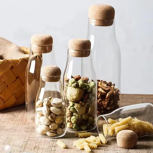 Vista 5 de IVAILEX Tarros de vidrio con tapas de corcho, tarro de caramelo con tapa, tarro de café para mostrador, tarro de galletas con tapas herméticas