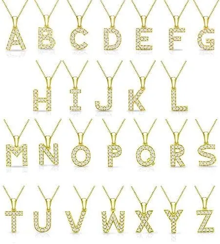 Vista 5 de Collar colgante con letra inicial de diamantes en oro amarillo de 14k (110 quilates) 18 pulgadas