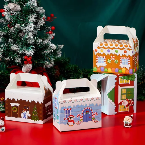 Vista 8 de JOYIN 24 PCS Cajas de Cartón 3D de Casa de Navidad para Golosinas de Regalo Navideño, Cajas de Papel para Golosinas, Suministros para Obsequios