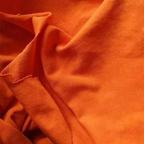 Vista 2 de The Yard - Tela de punto de algodón elástico naranja y elastano, material de camiseta de color sólido para costura y manualidades (1 yarda)