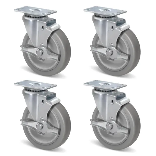 Vista 55 de Ruedas resistentes de 3 pulgadas, ruedas giratorias con frenos, ruedas de placa con rueda de goma para muebles, plataforma, camión, carrito