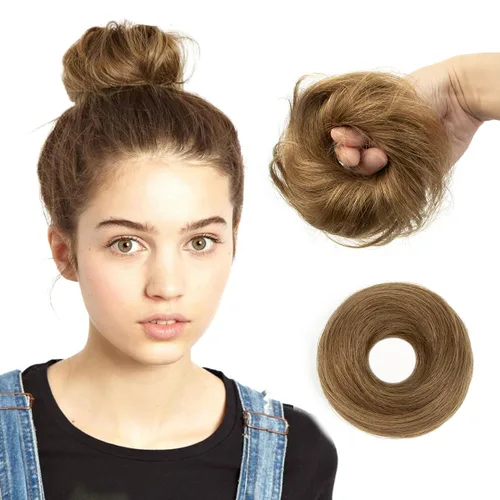 Vista 23 de isheeny Moño de Cabello Humano 100%, Moño Desordenado Pieza de Cabello Extensiones de Cabello Humano Real Moño de Cabello Rizado Natural Piezas