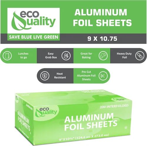 Vista 2 de [800 unidades] Hojas de aluminio plateado precortadas de alta calidad, 9 x 10.75 pulgadas, para restaurantes, almuerzo, comida para llevar, bolsa