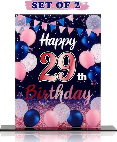 Vista 234 de LINGTEER Decoración de cumpleaños, soporte para globos, centros de mesa de acrílico, póster impreso de feliz 50 cumpleaños, centros de mesa de Negro