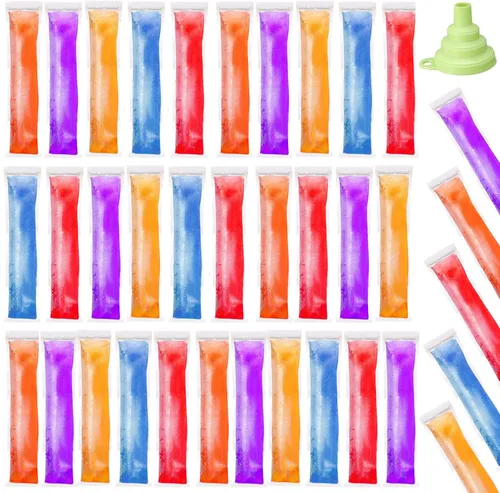 Vista 11 de Hoolerry 600 bolsas desechables para moldes de hielo con 1 embudo de silicona para congelar tubos con cierre de cremallera, molde de hielo