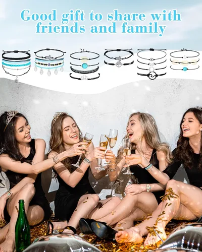 Vista 3 de Hicarer 21 pulseras de olas surfistas ajustables e impermeables hechas a mano para la amistad, joyería para mujeres y adolescentes