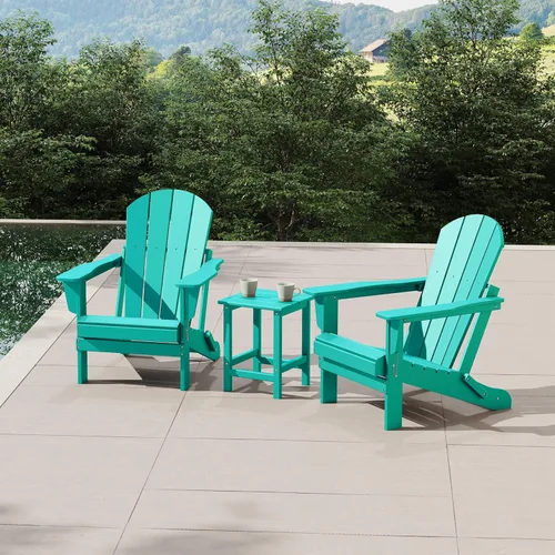 Vista 24 de WestinTrends Malibu - Juego de 2 sillas Adirondack con mesa auxiliar, asientos al aire libre para todo tipo de clima, silla plegable de plástico