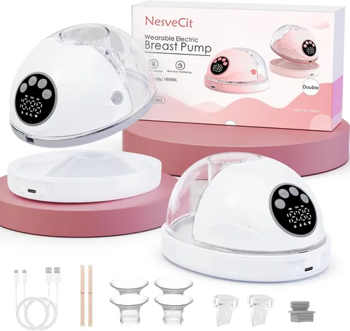 Vista 10 de Extractor de leche calentado manos libres, lactancia materna portátil con base calentada promueve la producción de leche y comodidad cálida