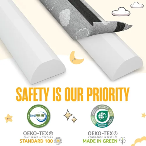 Vista 8 de Sleepah Protectores de cama para niños pequeños, protectores de riel de espuma viscoelástica, impermeables, lavables, de doble cara, antideslizante